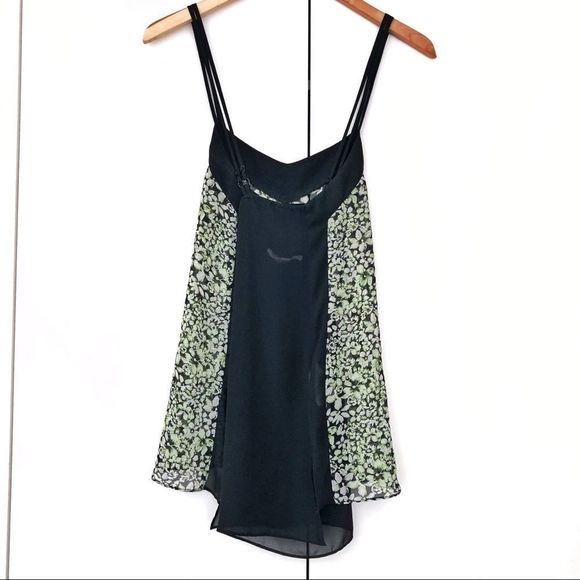 BCBGeneration Floral Tank Top Cami Sheer Spaghetti Straps Blouse - Picture 5 of 8